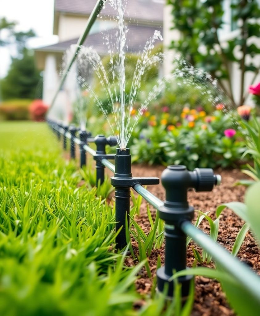 Efficient irrigation system installation in lush green landscape houston tx b491